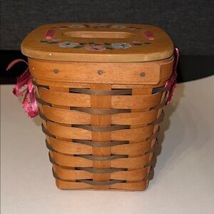 Handcrafted Brown Basket with Floral Accents